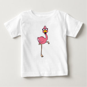 T-shirt Pour Bébé Flamant rose avec lunettes de soleil