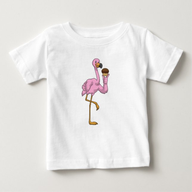T-shirt Pour Bébé Flamant rose avec muffin (Devant)