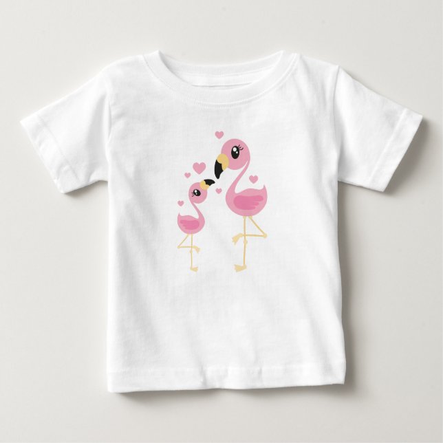 T-shirt Pour Bébé Flamant rose Baby shower mignon Tropical (Devant)