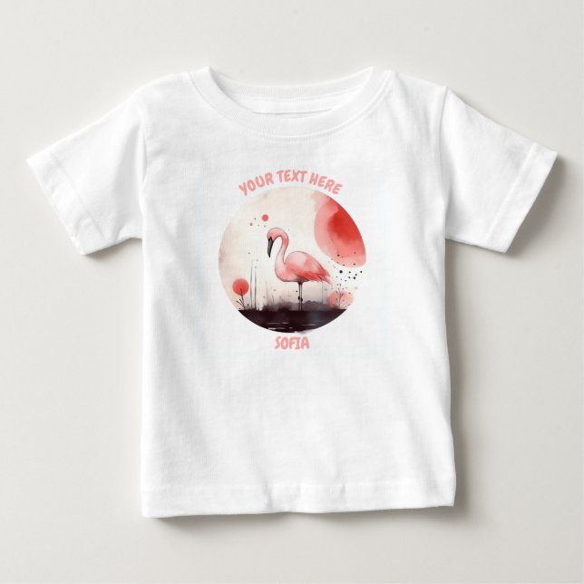 T-shirt Pour Bébé Flamant rose bébé personnalisé Tee (Devant)