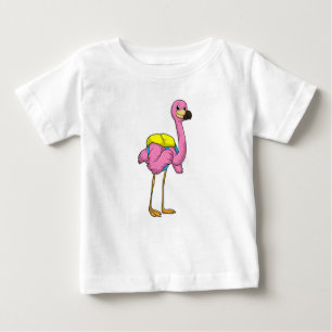 T-shirt Pour Bébé Flamant rose comme élèves avec sac scolaire