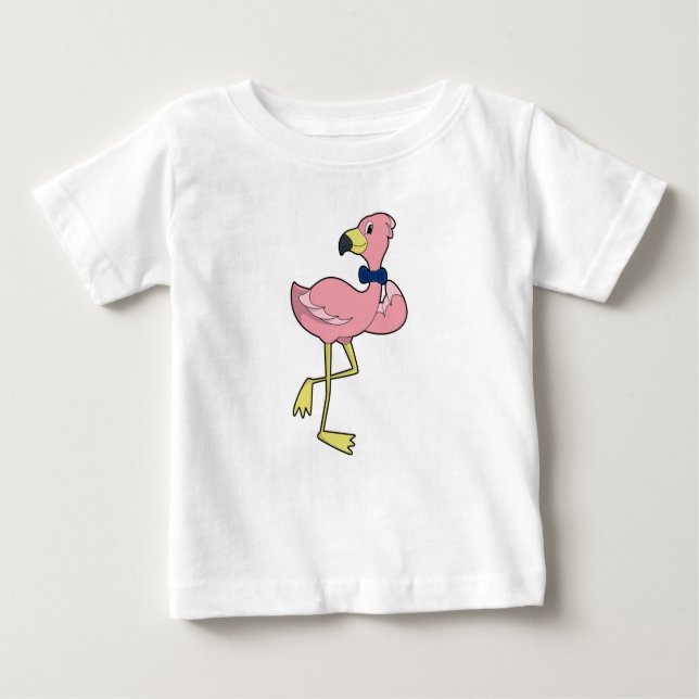 T-shirt Pour Bébé Flamant rose en gentleman avec cravate (Devant)