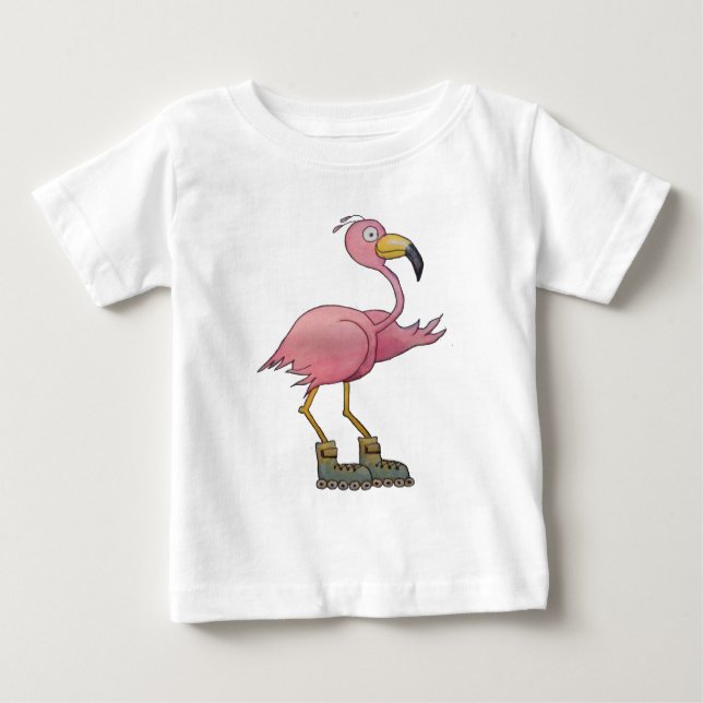 T-shirt Pour Bébé Flamant rose lunatique d'aubage de rouleau de (Devant)