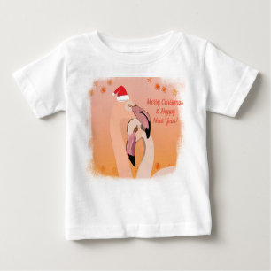 T-shirt Pour Bébé Flamant rose Oiseaux Noël, Nouvel An
