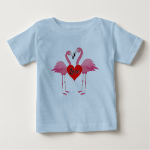 T-shirt Pour Bébé Flamant rose rose Love Design - Baby Fine Jersey T