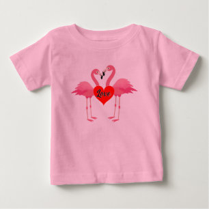 T-shirt Pour Bébé Flamant rose rose Love Design - Baby Fine Jersey T