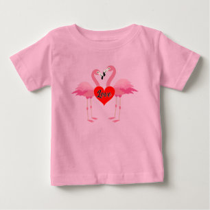 T-shirt Pour Bébé Flamant rose rose Love Design - Baby Fine Jersey T