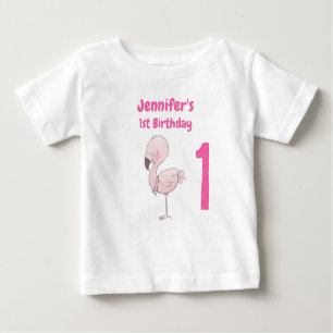 T-shirt Pour Bébé Flamant rose rose mignon 1er anniversaire