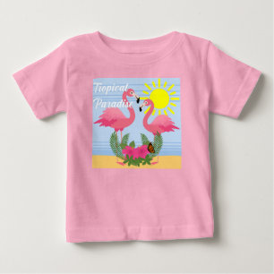T-shirt Pour Bébé Flamant rose rose Paradis Tropical - Bébé Jersey f