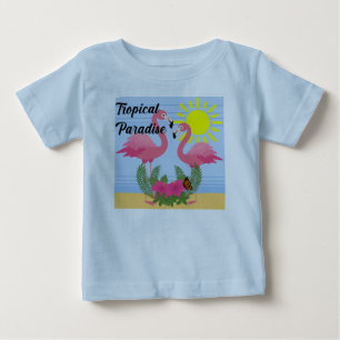 T-shirt Pour Bébé Flamant rose rose Paradis Tropical - Bébé Jersey f