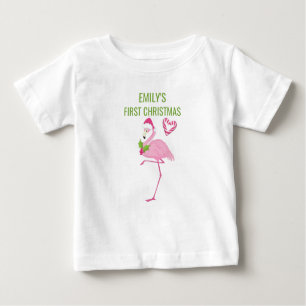 T-shirt Pour Bébé Flamant rose rose Tropical Premier Noël