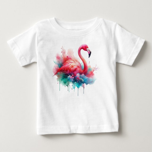 T-shirt Pour Bébé Flamant Rose Sublimation (Devant)
