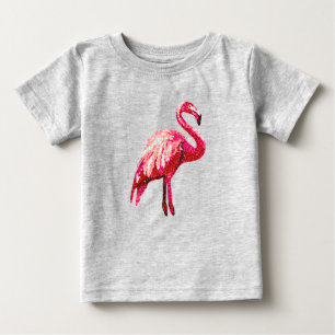 T-shirt Pour Bébé Flamant rose tropical imprimé Faux Sequin Oiseau