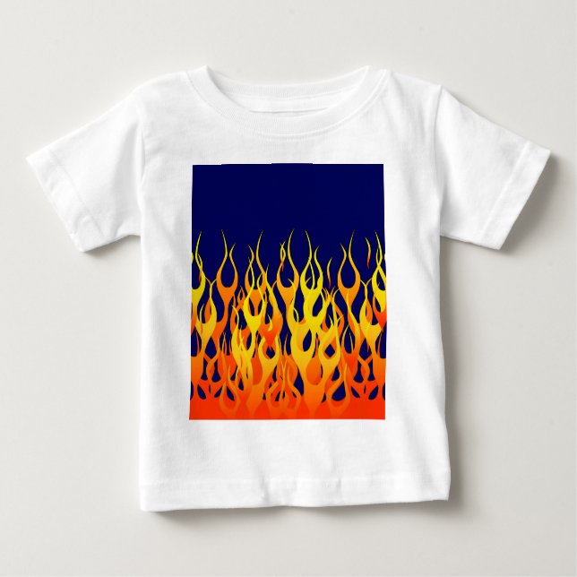 T-shirt Pour Bébé Flammes de course classique sur bleu marine (Devant)