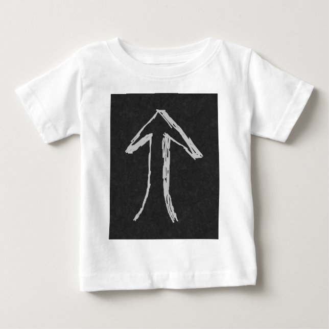 T-shirt Pour Bébé Flèche se dirigeant. Gris sur le fond foncé (Devant)
