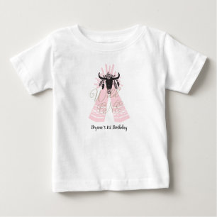 T-shirt Pour Bébé Flèches de Tipi Rose & Noir Bohème Chic Sauvage ON