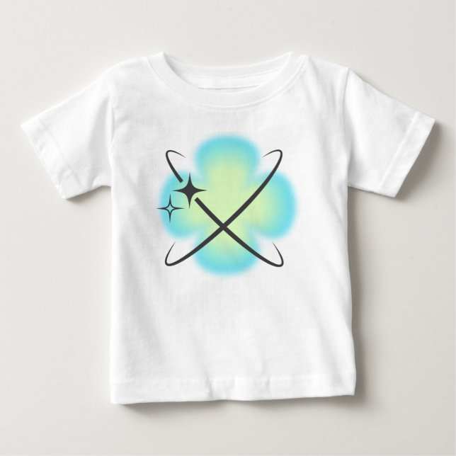 T-shirt Pour Bébé Fleur Atomique Sarcelle Rétro (Devant)