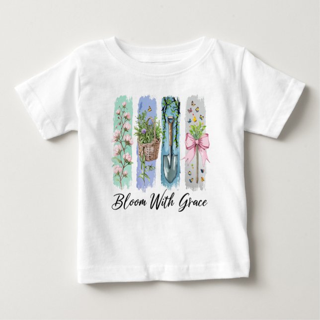 T-shirt Pour Bébé Fleur avec Grace Garden Floral Art (Devant)