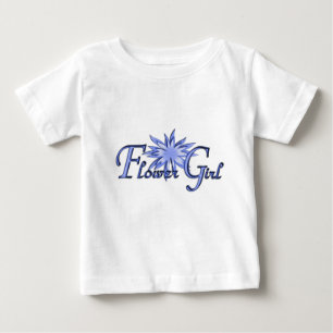 T-shirt Pour Bébé Fleur Bleu Personnalisé Long Manche