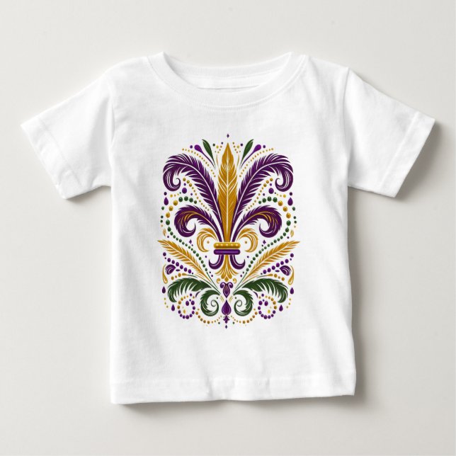 T-shirt Pour Bébé Fleur de lis jaune et vert violet (Devant)