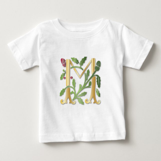 T-shirt Pour Bébé Fleur de lis M Monogramme (Devant)
