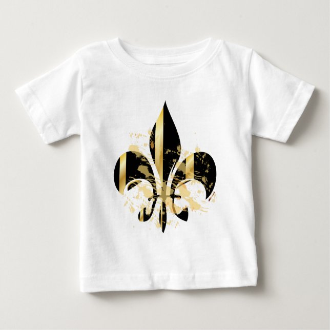 T-shirt Pour Bébé Fleur de Lis noir et or (Devant)