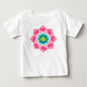 T-shirt Pour Bébé Fleur de Namaste Lotus d'éléphants roses de