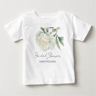 T-shirt Pour Bébé Fleur de Pivoine à l'aquarelle   Baby Shower de ma