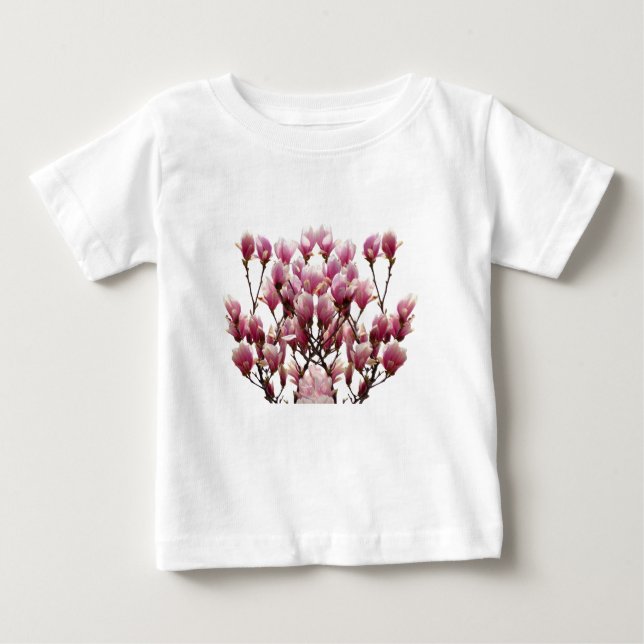 T-shirt Pour Bébé Fleur de printemps rose florissante Magnolias (Devant)