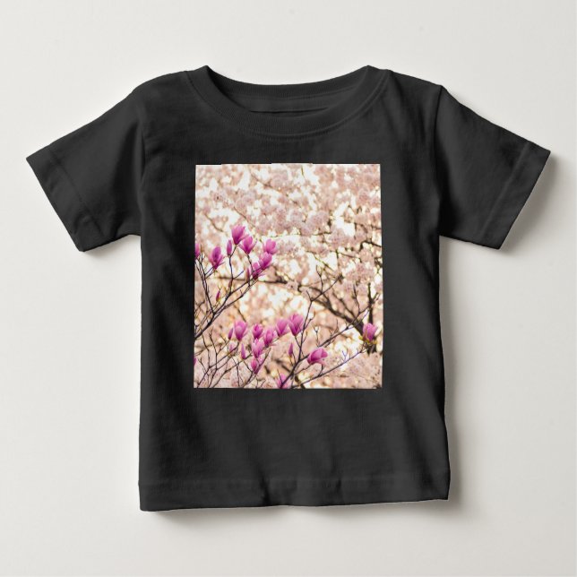 T-shirt Pour Bébé Fleur de printemps rose pourpre en floraison (Devant)