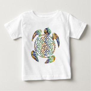 T-shirt Pour Bébé Fleur de vie / Blume des Lebens - couleur tortue
