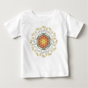 T-shirt Pour Bébé Fleur de Vie - Ornements Vintage Mandala 1
