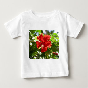 T-shirt Pour Bébé Fleur d'Hibiscus de l'Hawaii rouge brillante