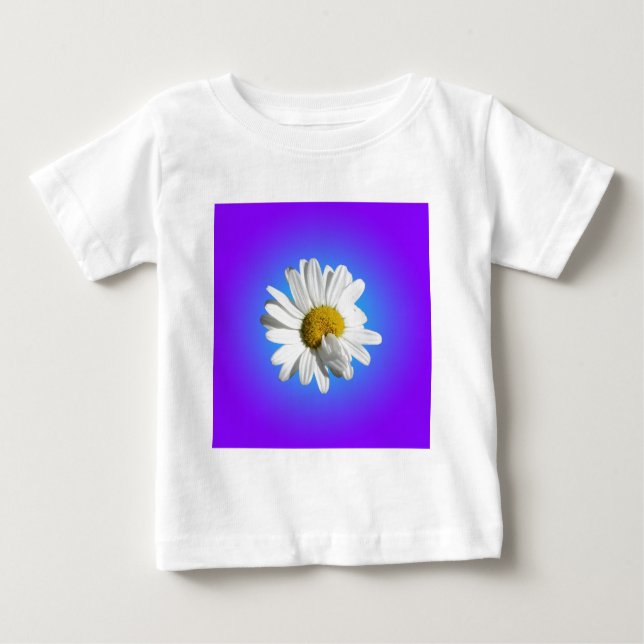 T-shirt Pour Bébé Fleur marguerite blanche Flore pourpre Bleu Dégrad (Devant)