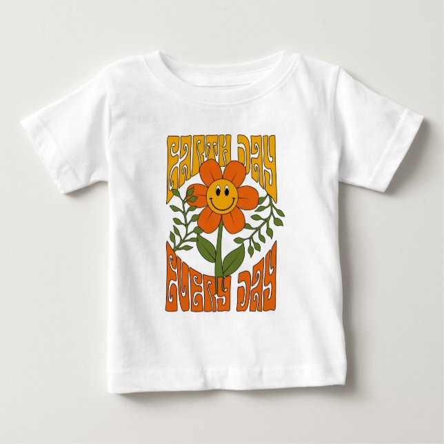 T-shirt Pour Bébé Fleur marguerite rétro des années 70 (Devant)