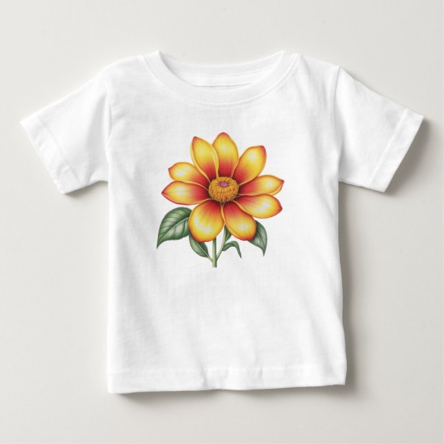 T-shirt Pour Bébé Fleur orange (Devant)