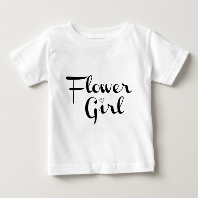 T-shirt Pour Bébé Fleur Retro Script noir sur blanc (Devant)