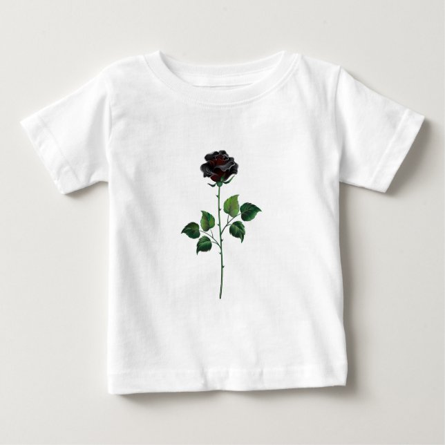 T-shirt Pour Bébé Fleur rose noire (Devant)