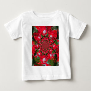 T-shirt Pour Bébé Fleur Rouge Naturelle Blanc Plumes kaléidoscope ar