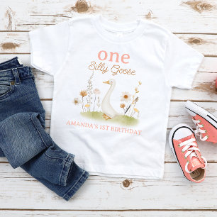 T-shirt Pour Bébé Fleur Rustique Beige Un Joyeux Anniversaire D'oie 
