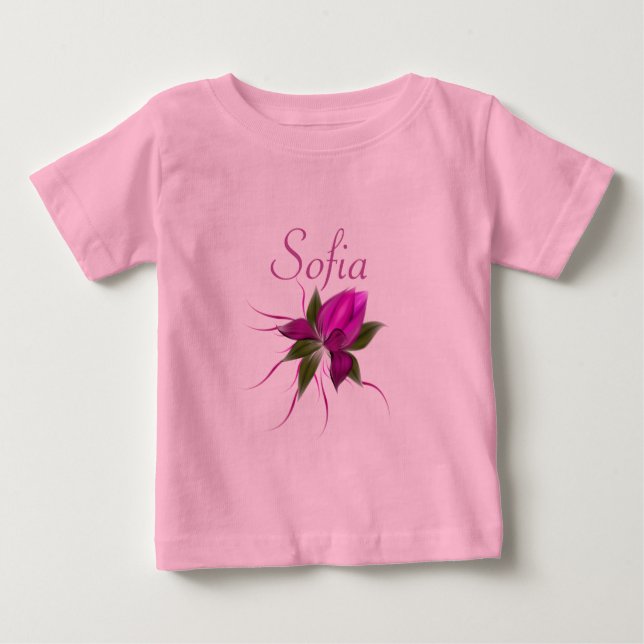 T-shirt Pour Bébé Fleur vectorielle personnalisée (Devant)