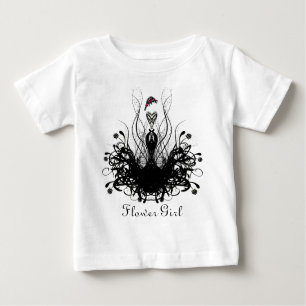 T-shirt Pour Bébé Fleur Vintage noire et blanche