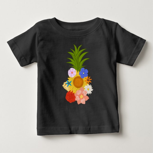 T-shirt Pour Bébé Fleurs d'ananas (Devant)