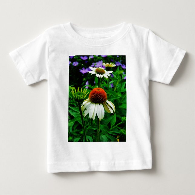 T-shirt Pour Bébé Fleurs de cônes blanches et orange (Devant)