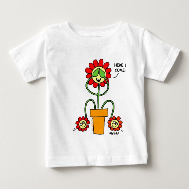 T-shirt Pour Bébé Fleurs de dessin mignonnes Twins Maman avec des bé (Devant)