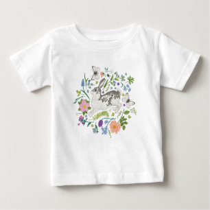 T-shirt Pour Bébé Fleurs de lapin et de printemps