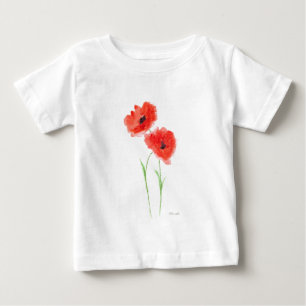 T-shirt Pour Bébé Fleurs de pavot rouge