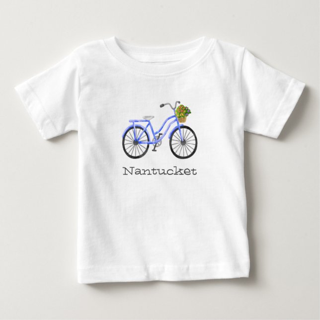 T-shirt Pour Bébé Fleurs de vélo Vacances Nantucket Souvenir Fun (Devant)