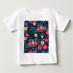 T-shirt Pour Bébé Fleurs Décoratives Et Feuille Motif-48675