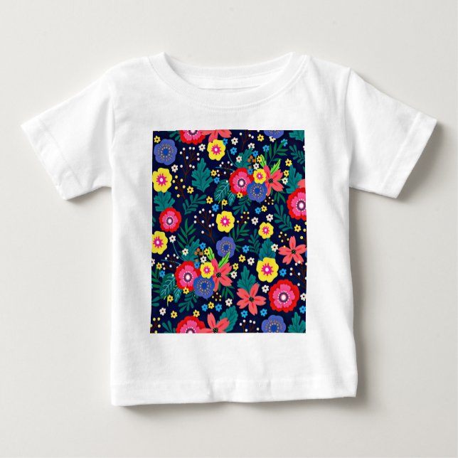 T-shirt Pour Bébé Fleurs Décoratives Et Feuille Motif-48675 (Devant)